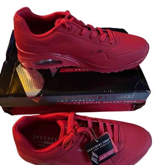 SKECHERS Uno Stand on Air Sneakers in Red, Size 11 Wide New in Box with Callout - Picture 7 of 12
